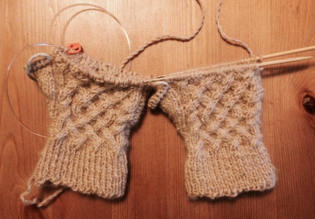 Magic Loop Knit Fingerless Gloves